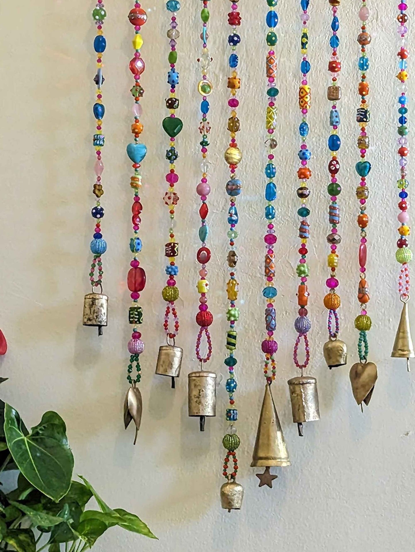 Colorful Handmade Glass Bead Mobile Suncatcher - Boho Wall Décor