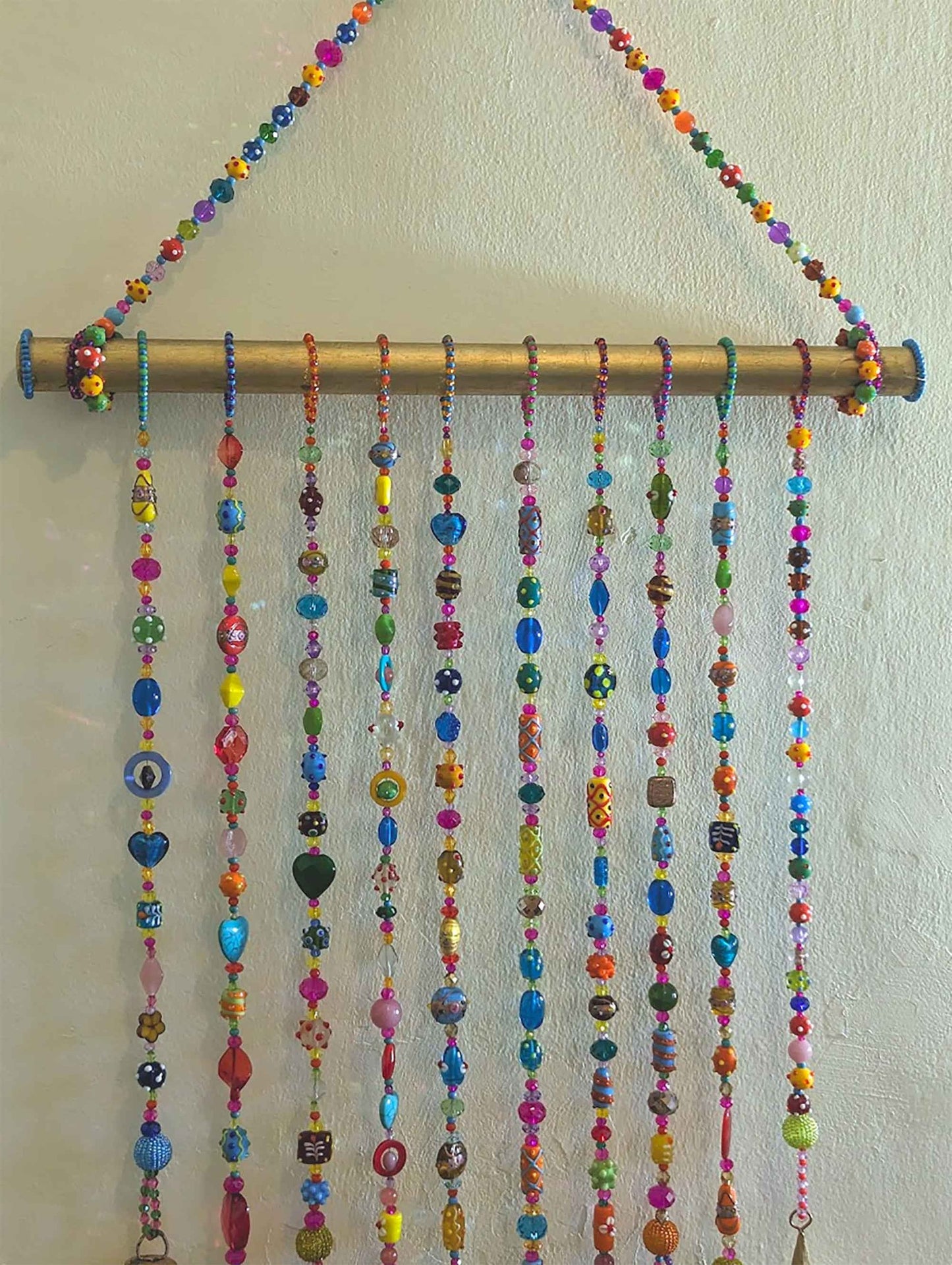 Colorful, Handmade Glass Bead Mobile Suncatcher, Boho Wall Décor,