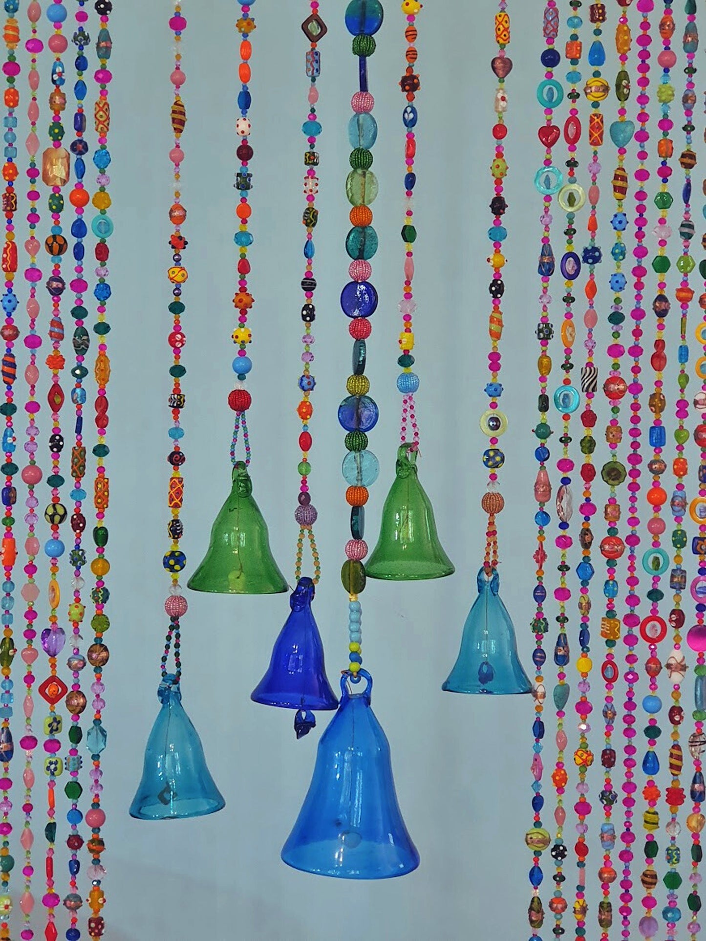 Glass-Blown Bell On Beaded String