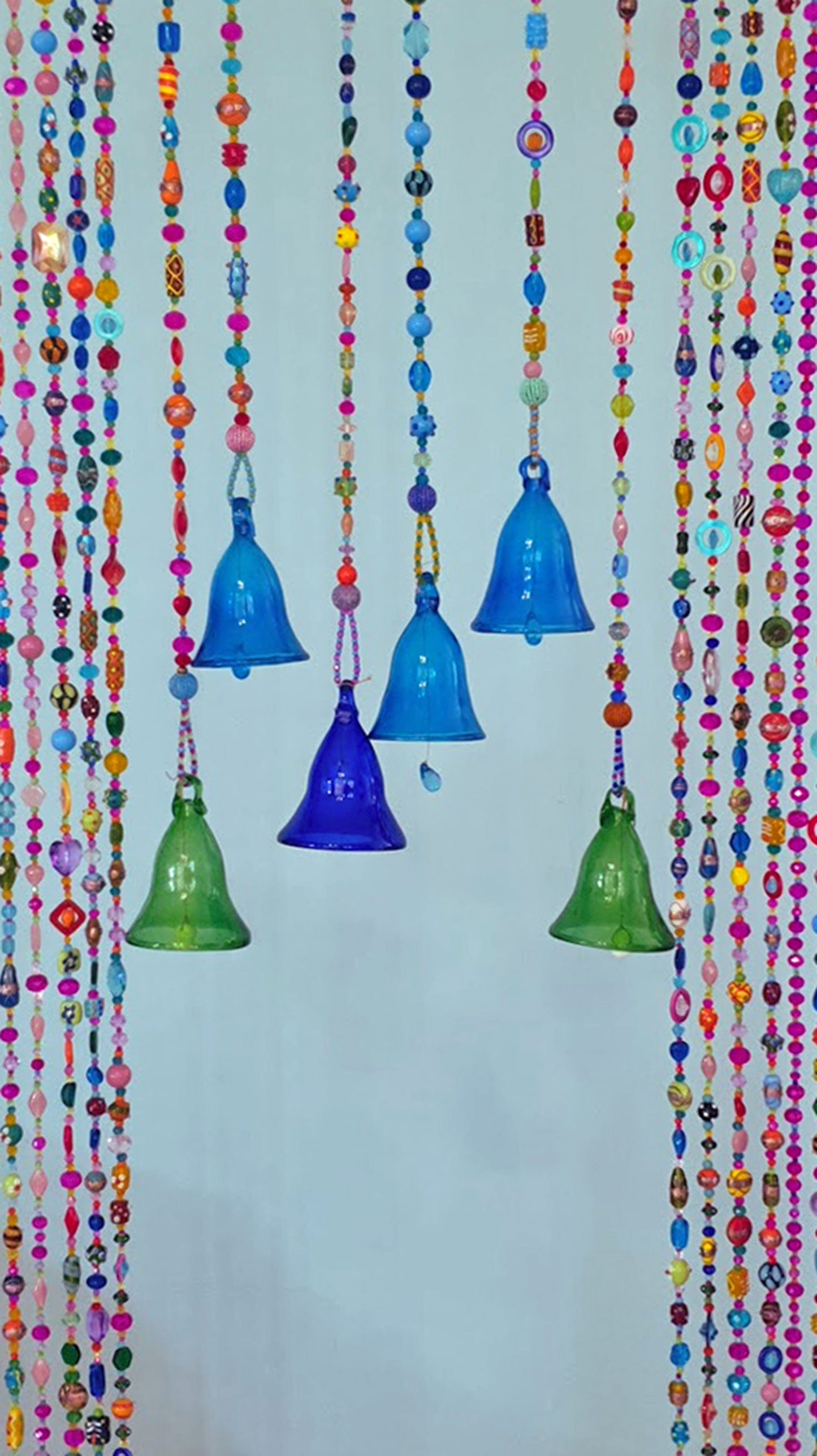 Glass-Blown Bell On Beaded String