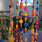 Colorful Beaded Hanging Mobile – Handmade Boho Glass Bead Wind Chime with Brass Bells