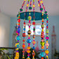 Colorful Beaded Hanging Mobile – Handmade Boho Glass Bead Wind Chime with Brass Bells