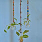 Boho Chic Eclectic Glass Vase Hanging on Colorful Glass Bead Chain