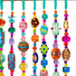 Colorful Beaded Door Curtain Arch – Handmade Glass Bead Boho Doorway Curtain with Bells