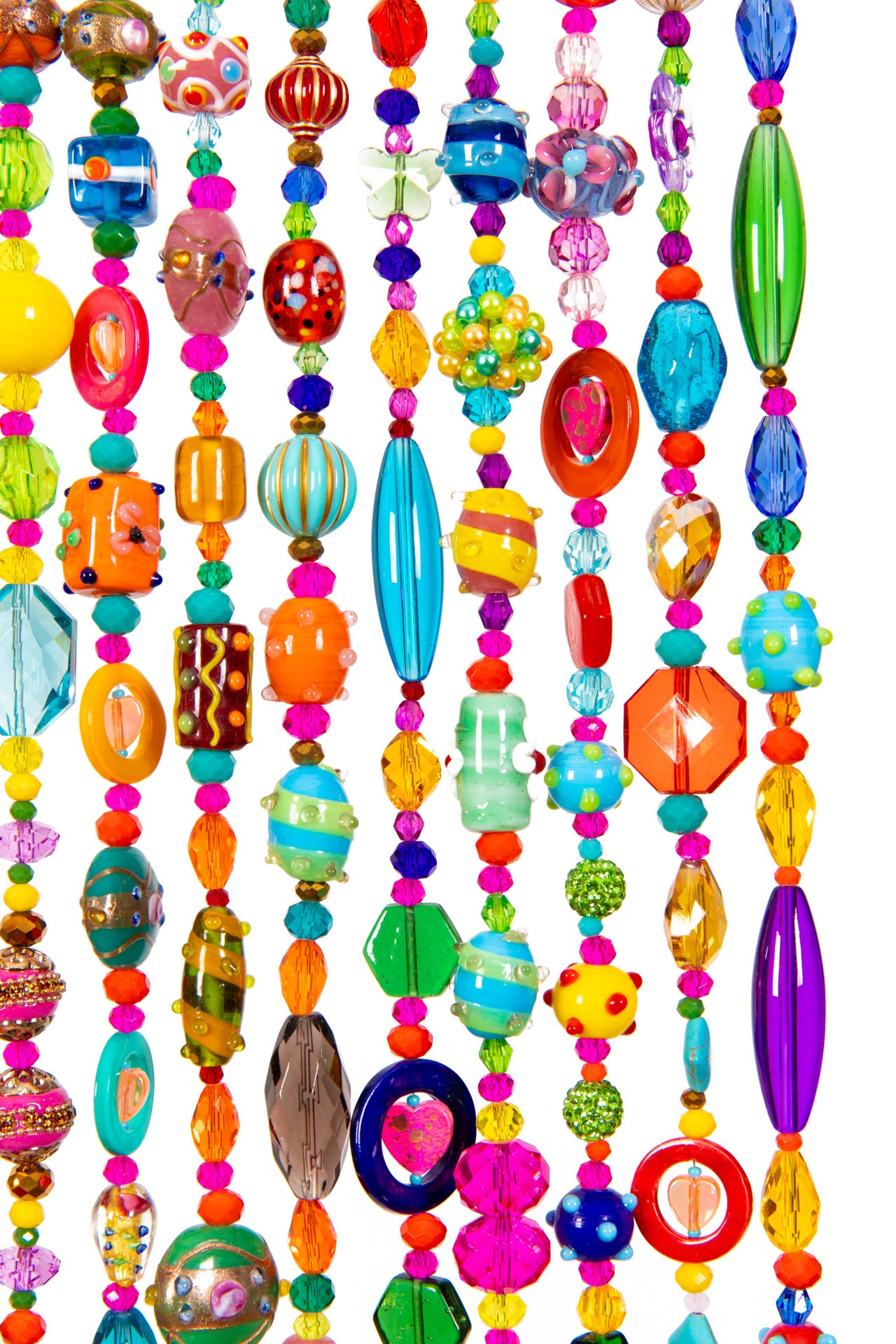 Colorful Beaded Curtain for Doorway -Handmade Boho Glass Bead Door Curtain with Lampwork Beads