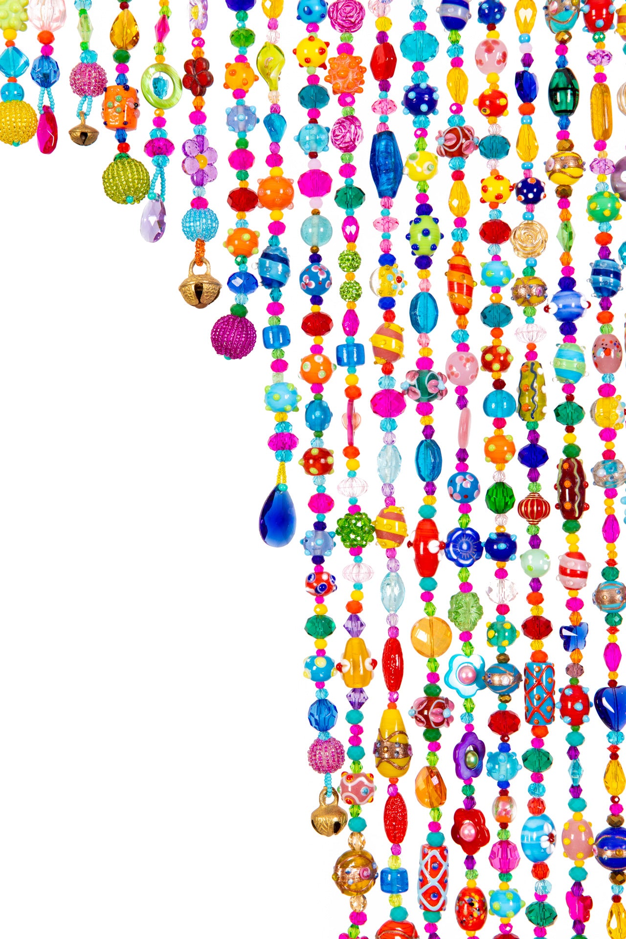 Colorful Beaded Curtain for Doorway -Handmade Boho Glass Bead Door Curtain with Lampwork Beads