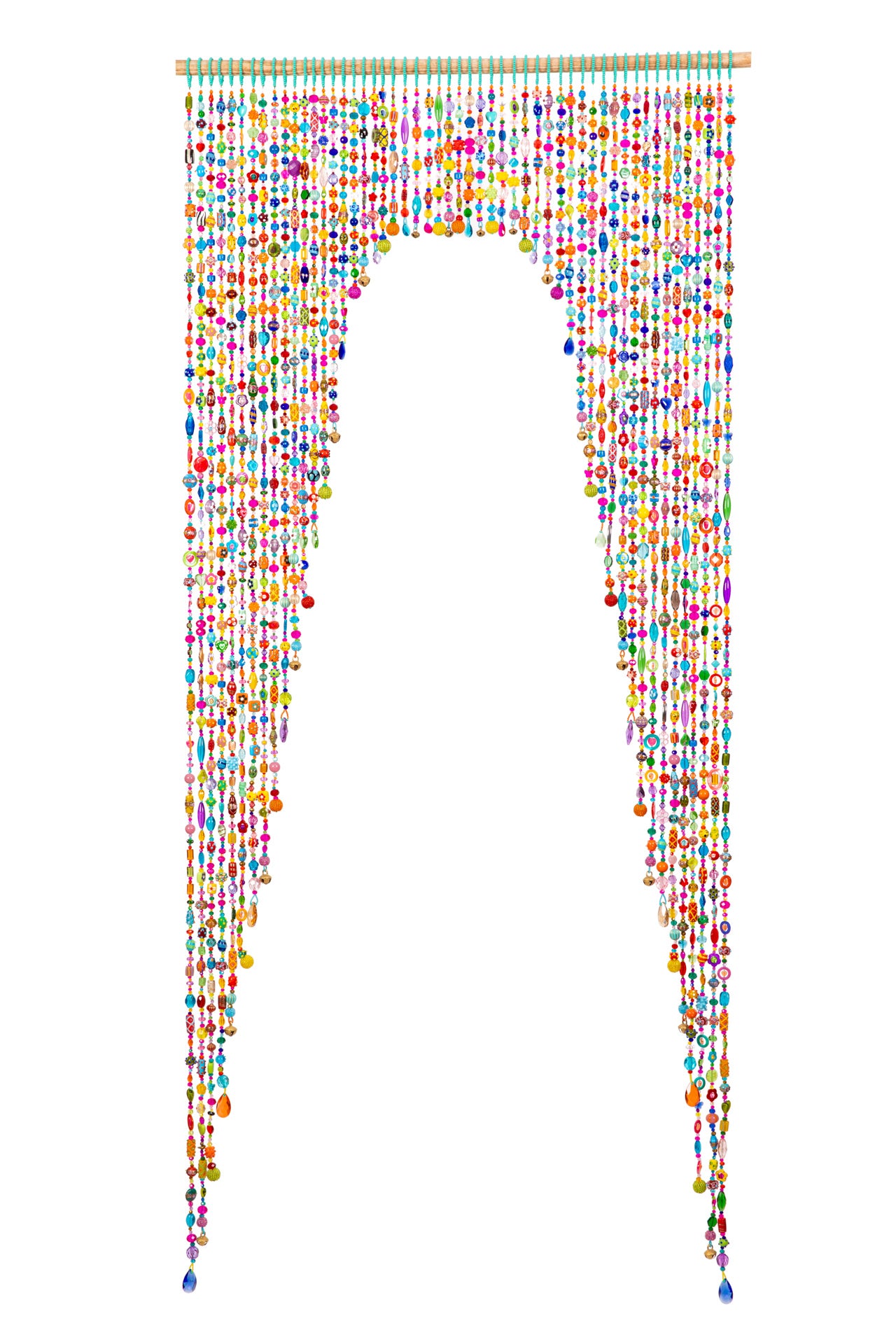 Colorful Beaded Curtain for Doorway -Handmade Boho Glass Bead Door Curtain with Lampwork Beads