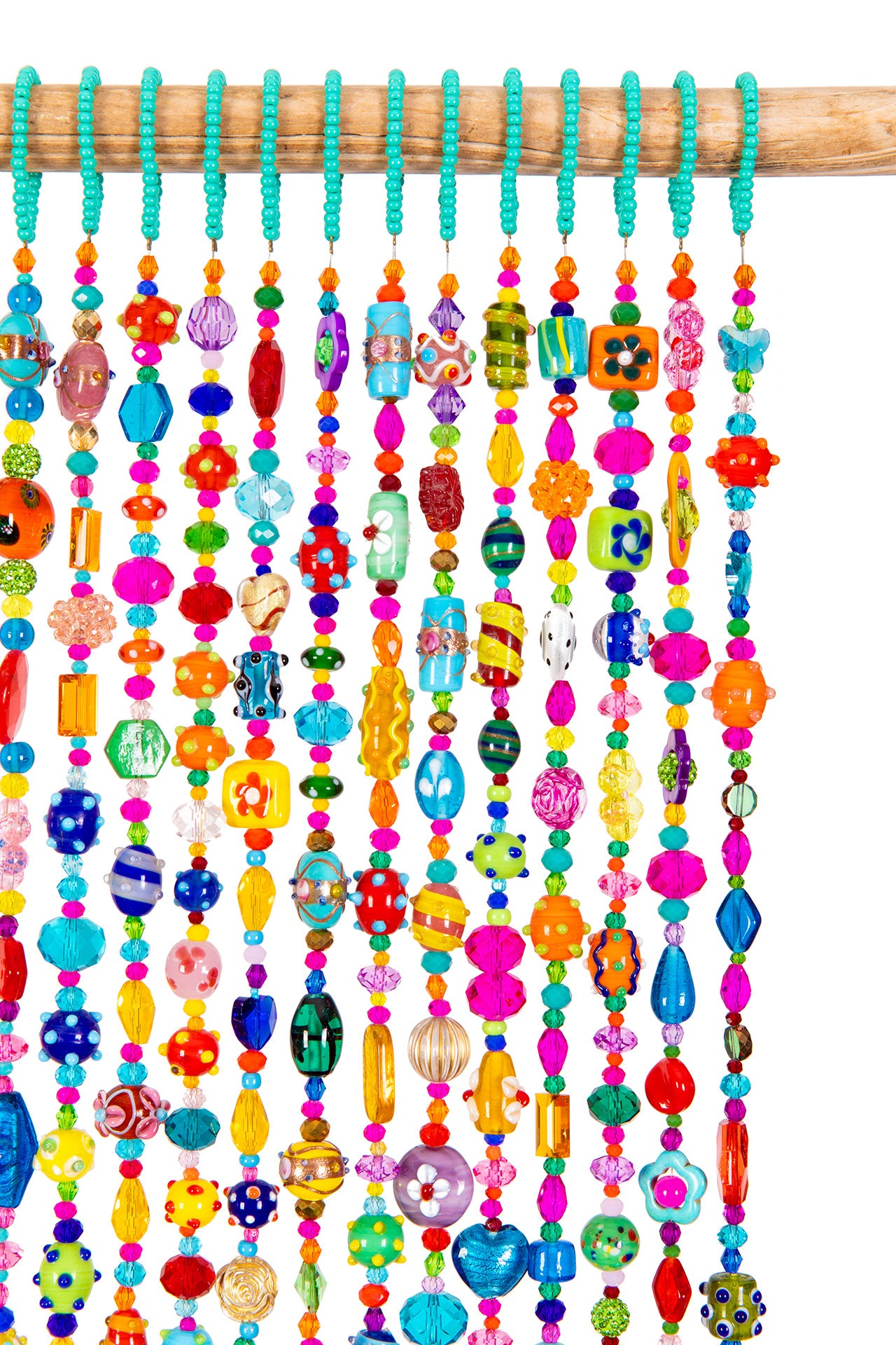 Colorful Beaded Curtain for Doorway -Handmade Boho Glass Bead Door Curtain with Lampwork Beads