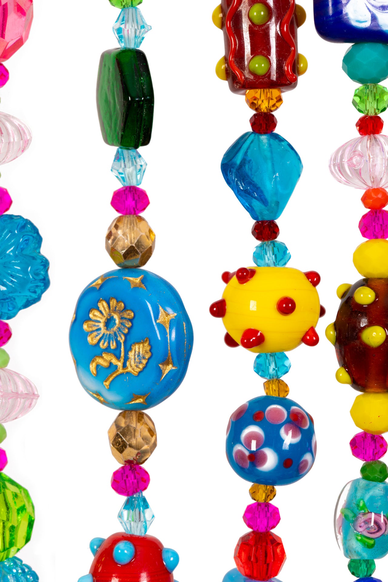 Colorful Beaded Door Curtain Arch – Handmade Glass Bead Boho Doorway Curtain with Bells