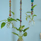 Boho Chic Eclectic Glass Vase Hanging on Colorful Glass Bead Chain