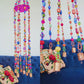 Colorful Beaded Hanging Mobile – Handmade Boho Glass Bead Wind Chime with Brass Bells
