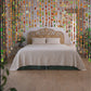 Handmade Glass Beaded Curtain Arch -Boho Window Valance with Amber, Brown & Green Artisan Beads