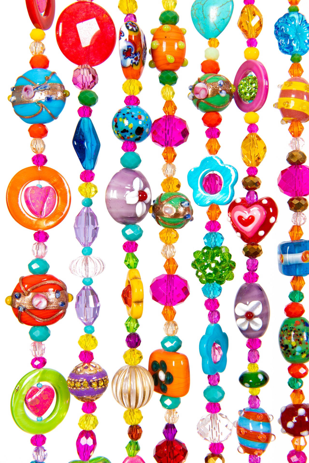 Colorful Beaded Curtain for Doorway -Handmade Boho Glass Bead Door Curtain with Lampwork Beads