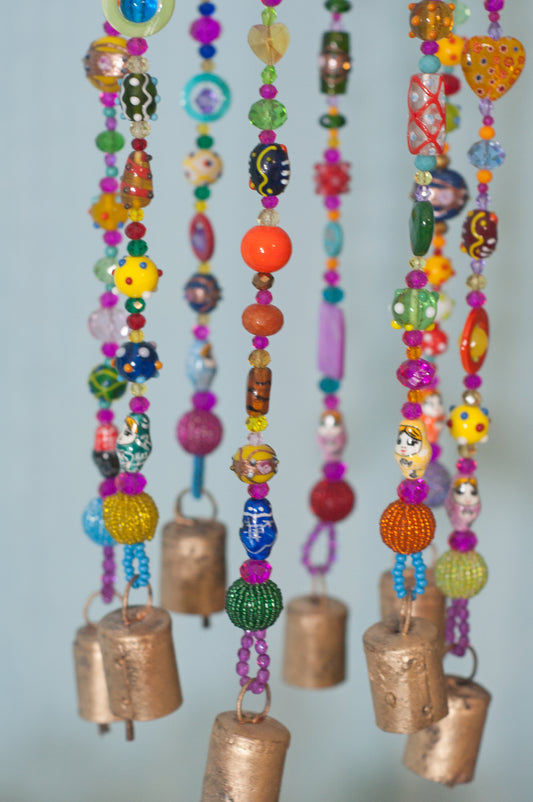 Colorful Bohemian Wind Chime With Brass Bells