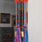 Colorful Beaded Mobile Wind Chime With Brass Bells and Fabric Tassels