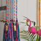 Colorful Beaded Mobile Wind Chime With Brass Bells and Fabric Tassels