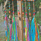 Bohemian Colorful Handmade Welcome Sign With Brass Bells and fabric tassels