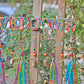 Bohemian Colorful Handmade Welcome Sign With Brass Bells and fabric tassels
