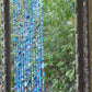 Beaded window Curtain in Shadows of Blue Turquoise Transparent and Grey
