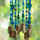 Turquoise Green and Transparent Bohemian Beaded Sun catcher  Wind Chimes with Brass Bells