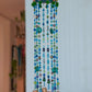 Turquoise Green and Transparent Bohemian Beaded Sun catcher  Wind Chimes with Brass Bells